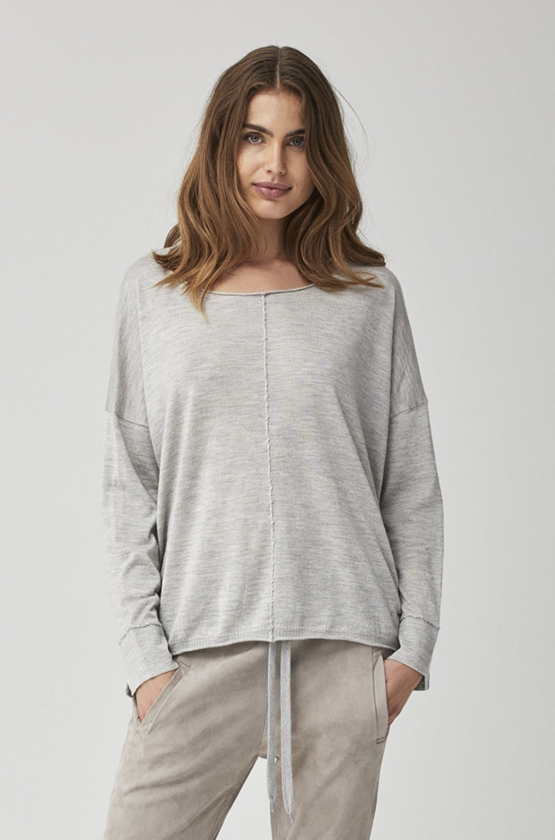 Casual Long - Sleeved Solid Color Knit Top