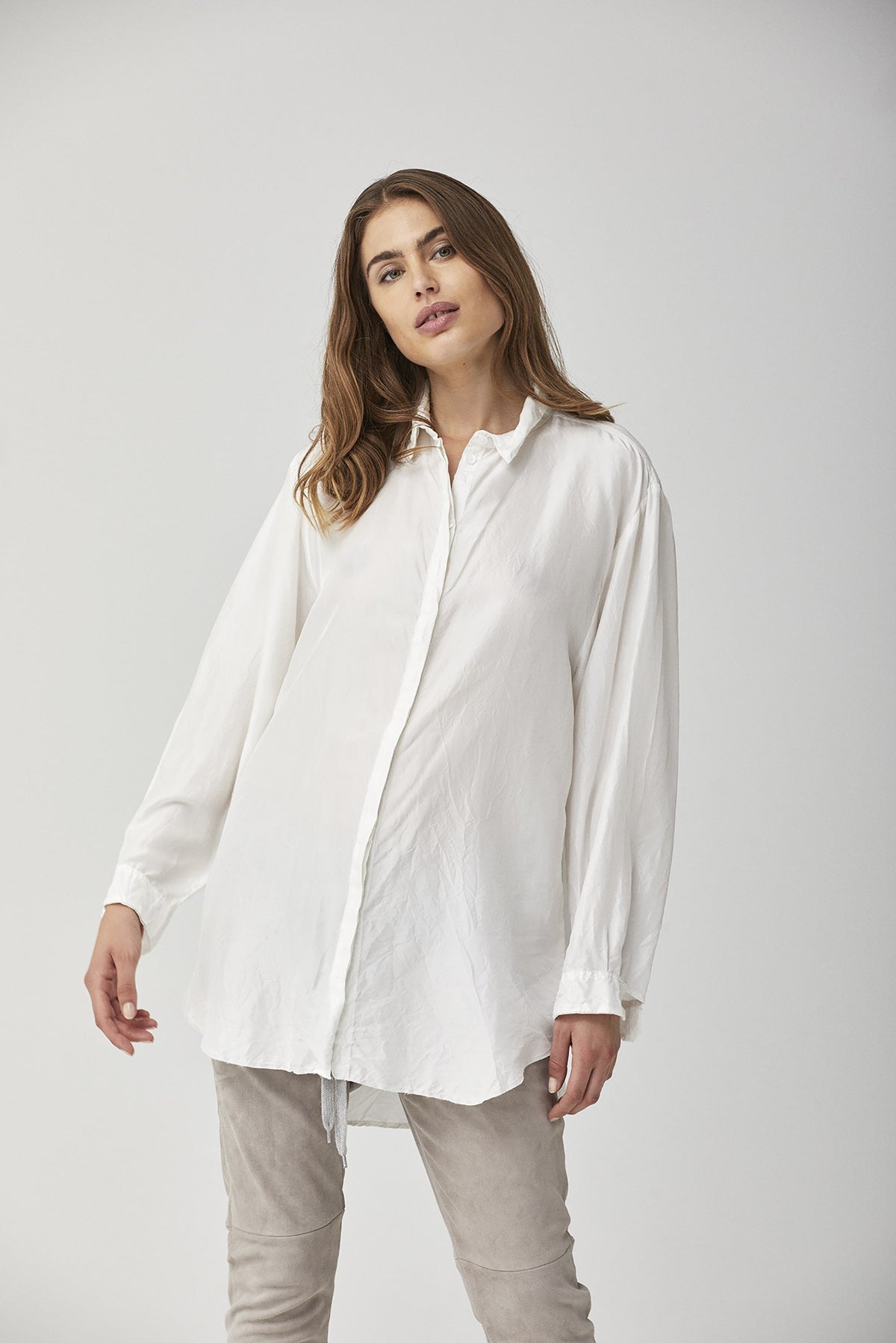 Puffy Sleeve Loose White Shirt