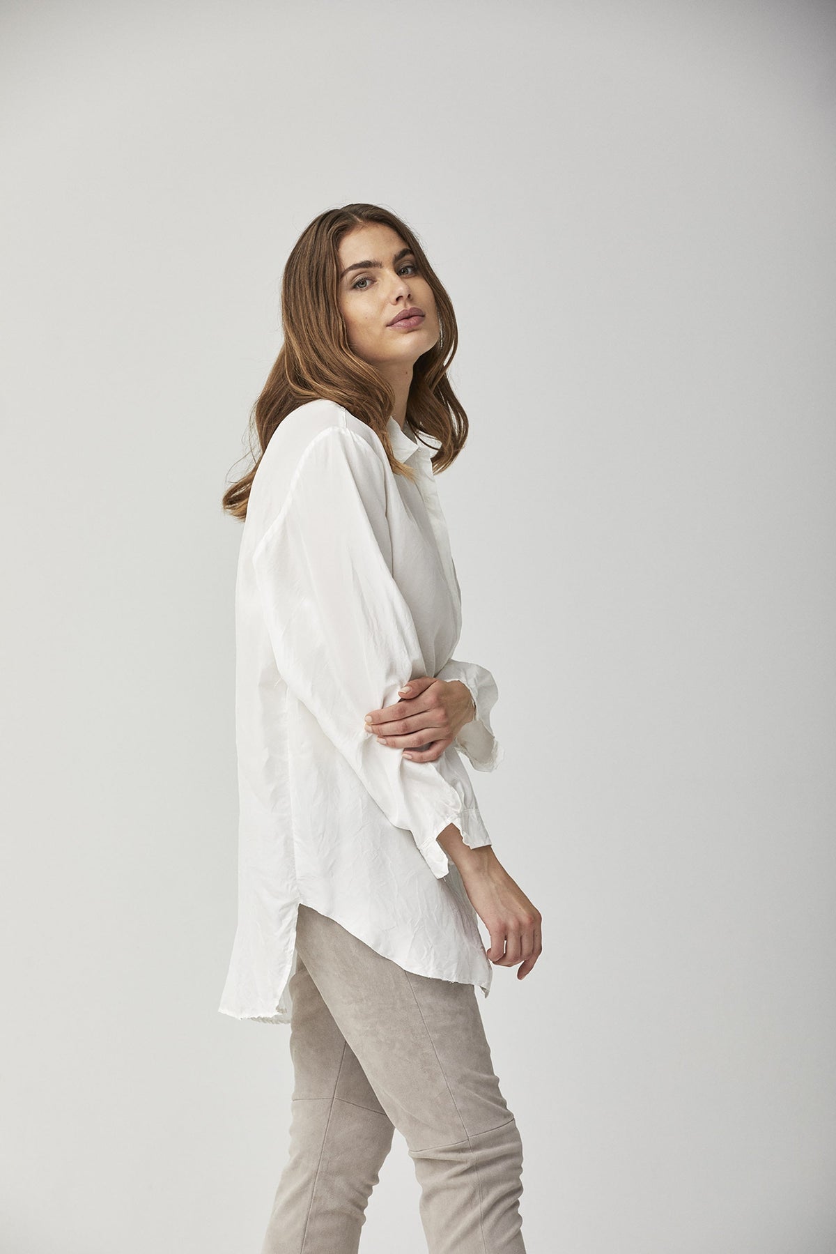 Puffy Sleeve Loose White Shirt