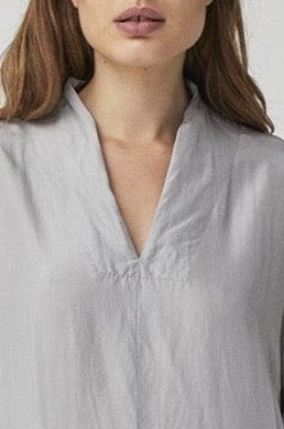 Relaxed Fit Light Gray Long - sleeve Shirt Dress