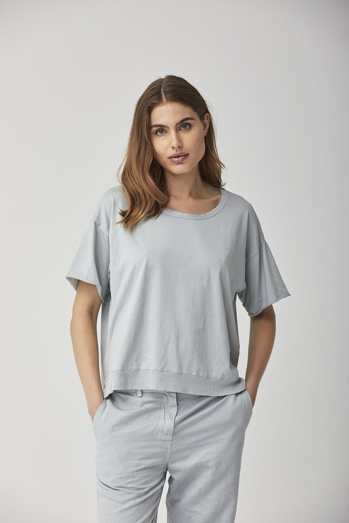 Casual Style Light Gray Short Sleeved T-Shirt