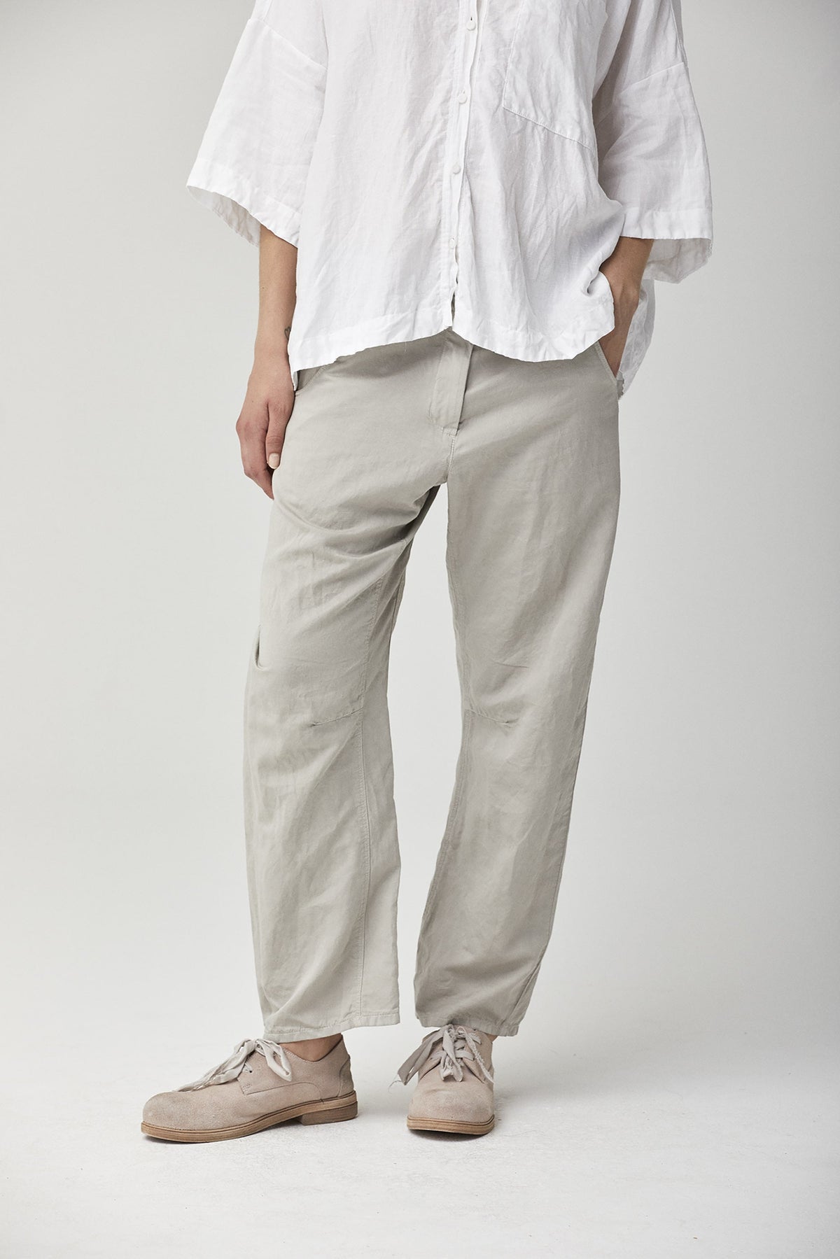Beige Casual Straight-leg Trousers