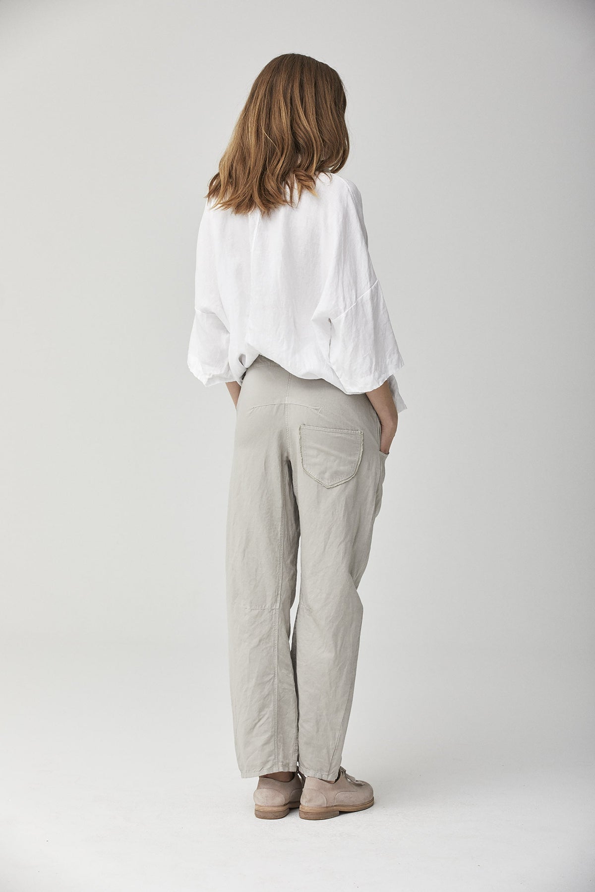 Beige Casual Straight-leg Trousers