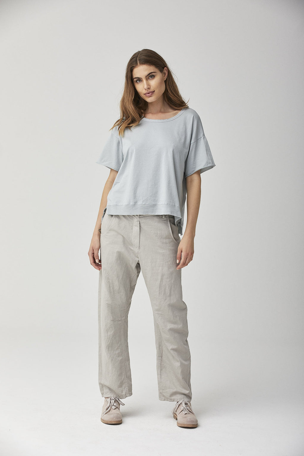 Beige Casual Straight-leg Trousers