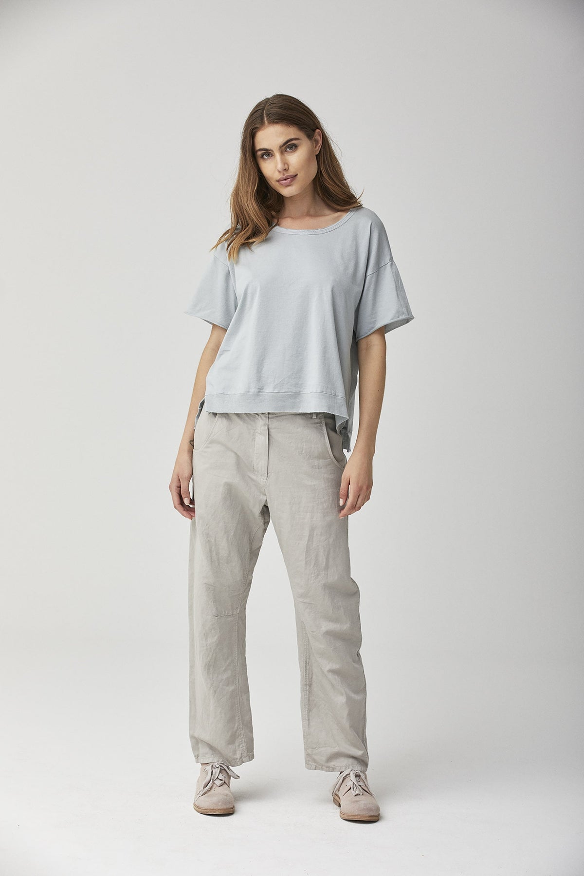 Beige Casual Straight-leg Trousers