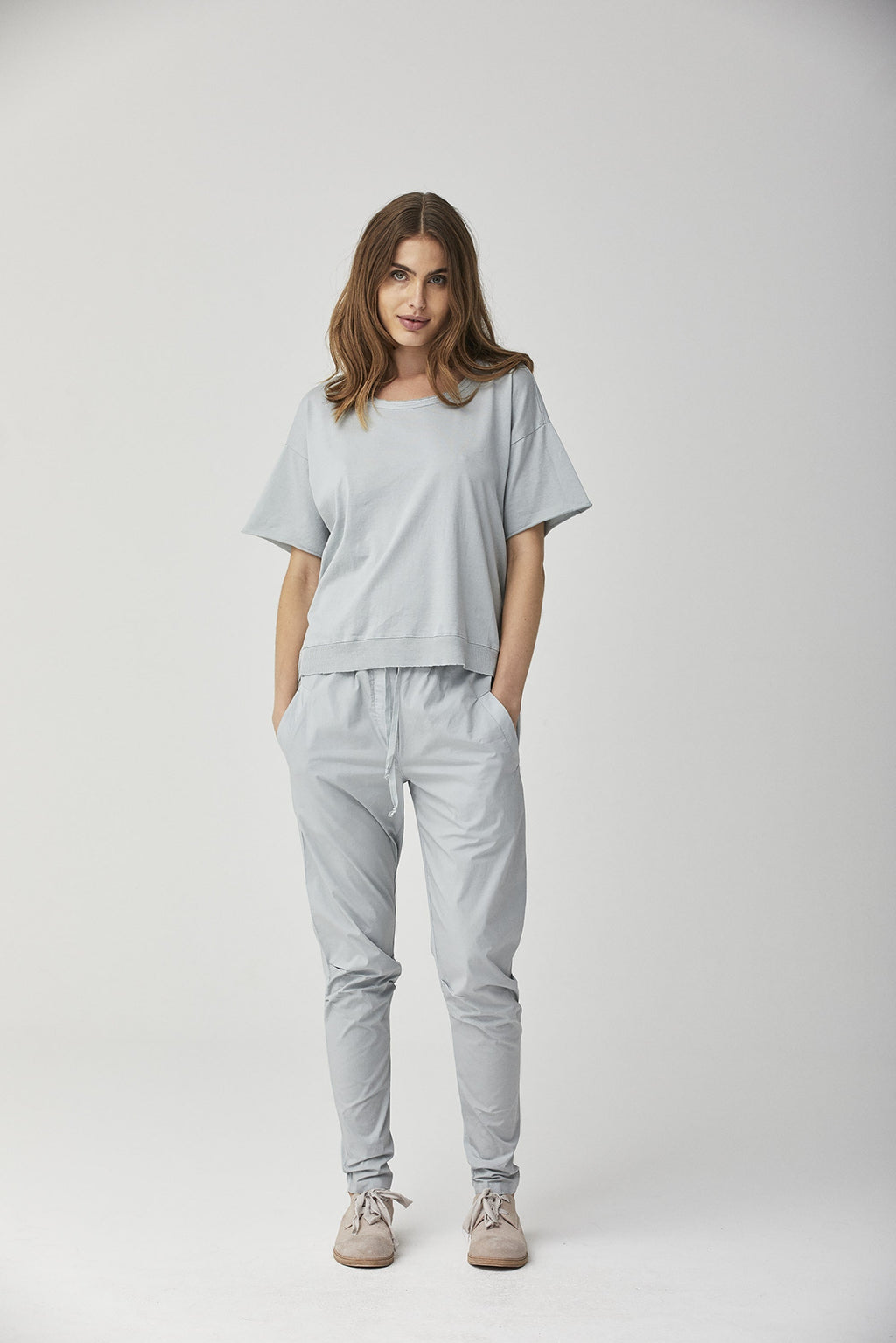 Light Gray Cuffed Casual Pants