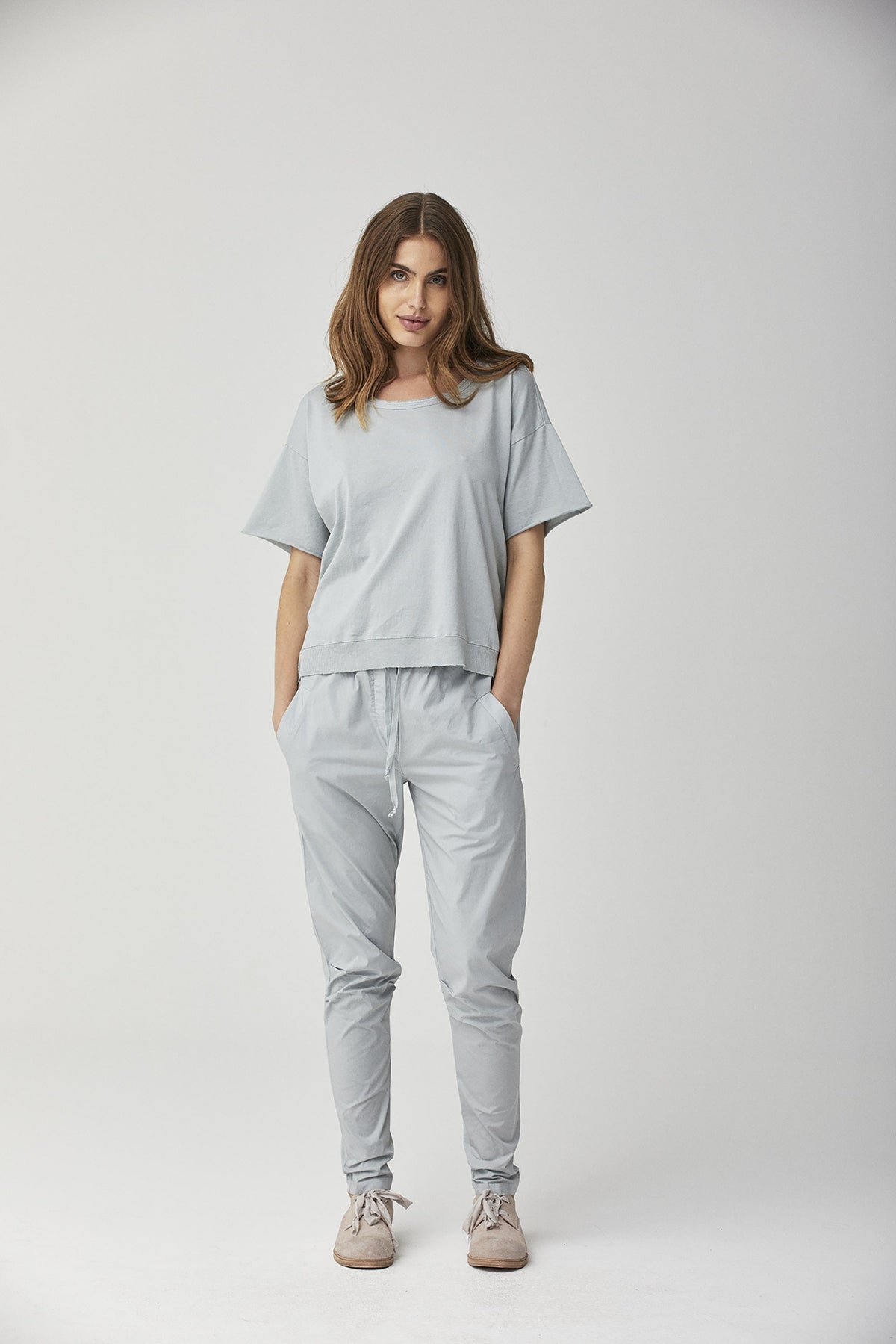 Light Gray Cuffed Casual Pants