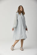 Simple Button-Neck Long-Sleeve Home Dress