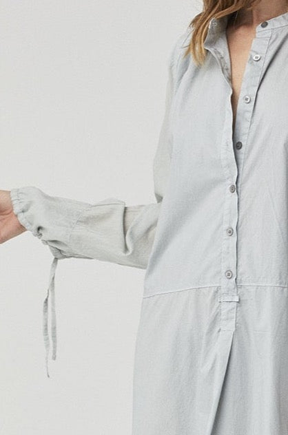 Simple Button-Neck Long-Sleeve Home Dress