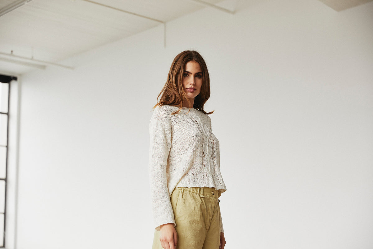 Cozy Creamy Cable Knit Long Sleeve Sweater