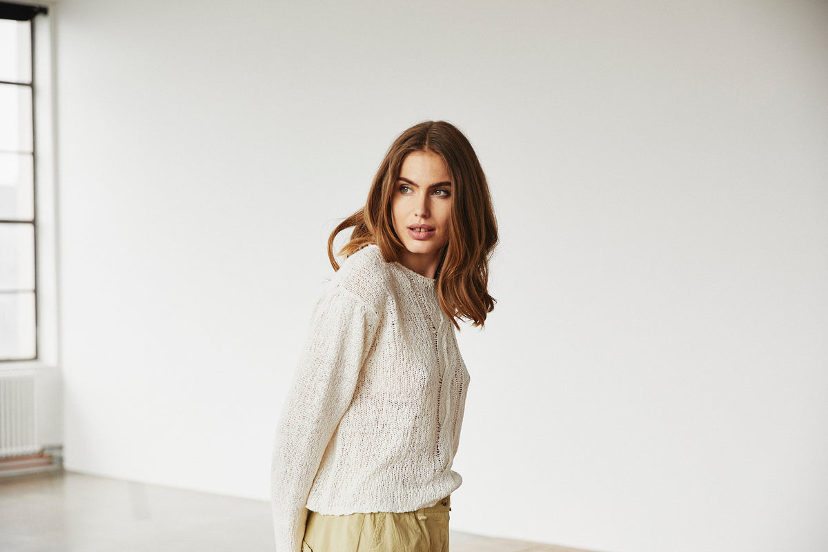 Cozy Creamy Cable Knit Long Sleeve Sweater