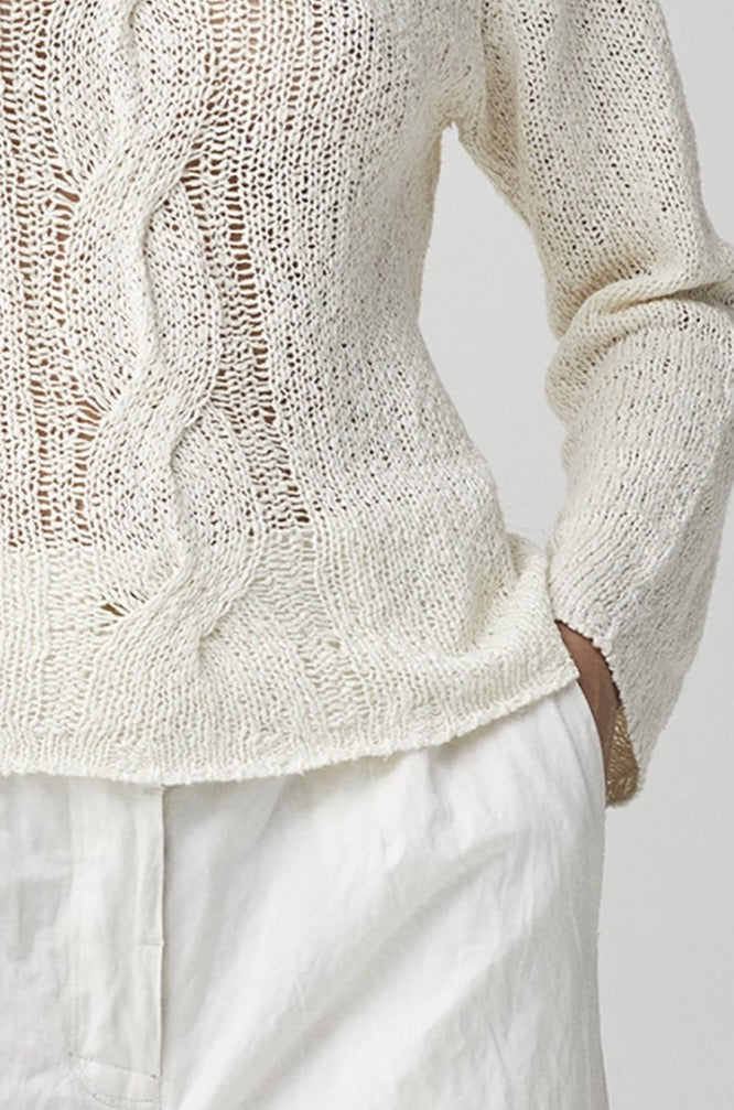 Cozy Creamy Cable Knit Long Sleeve Sweater