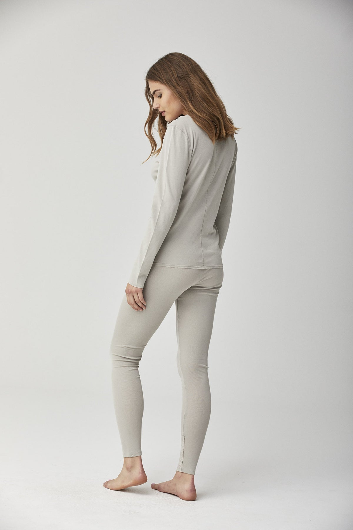 White Long - Sleeved Square - Neck Buttoned Women's Top