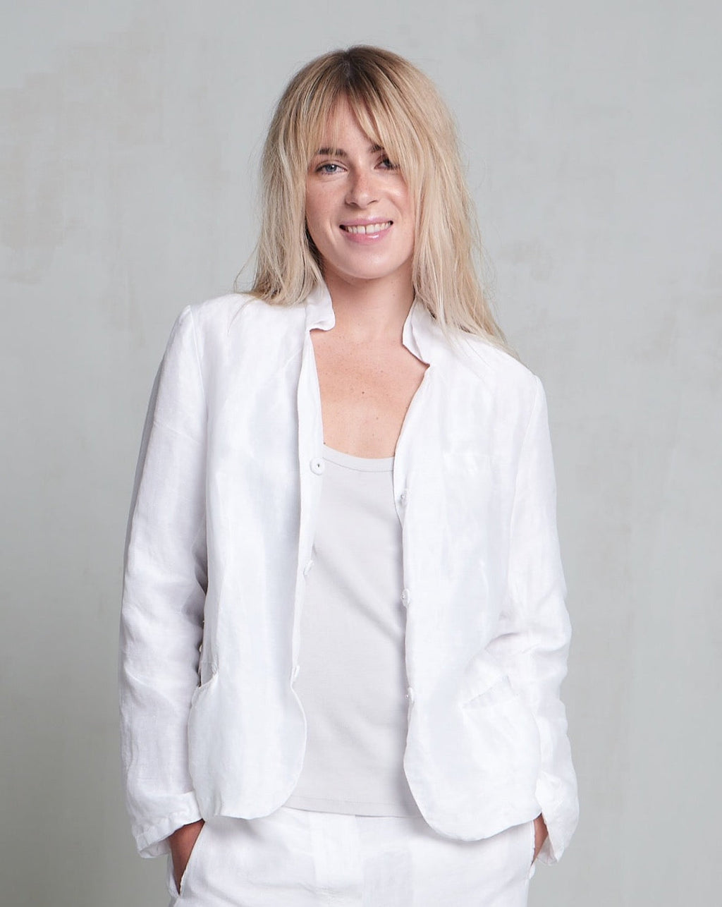 White Loose-Fit No-Button Silk Sun-Protective Little Suit Jacket