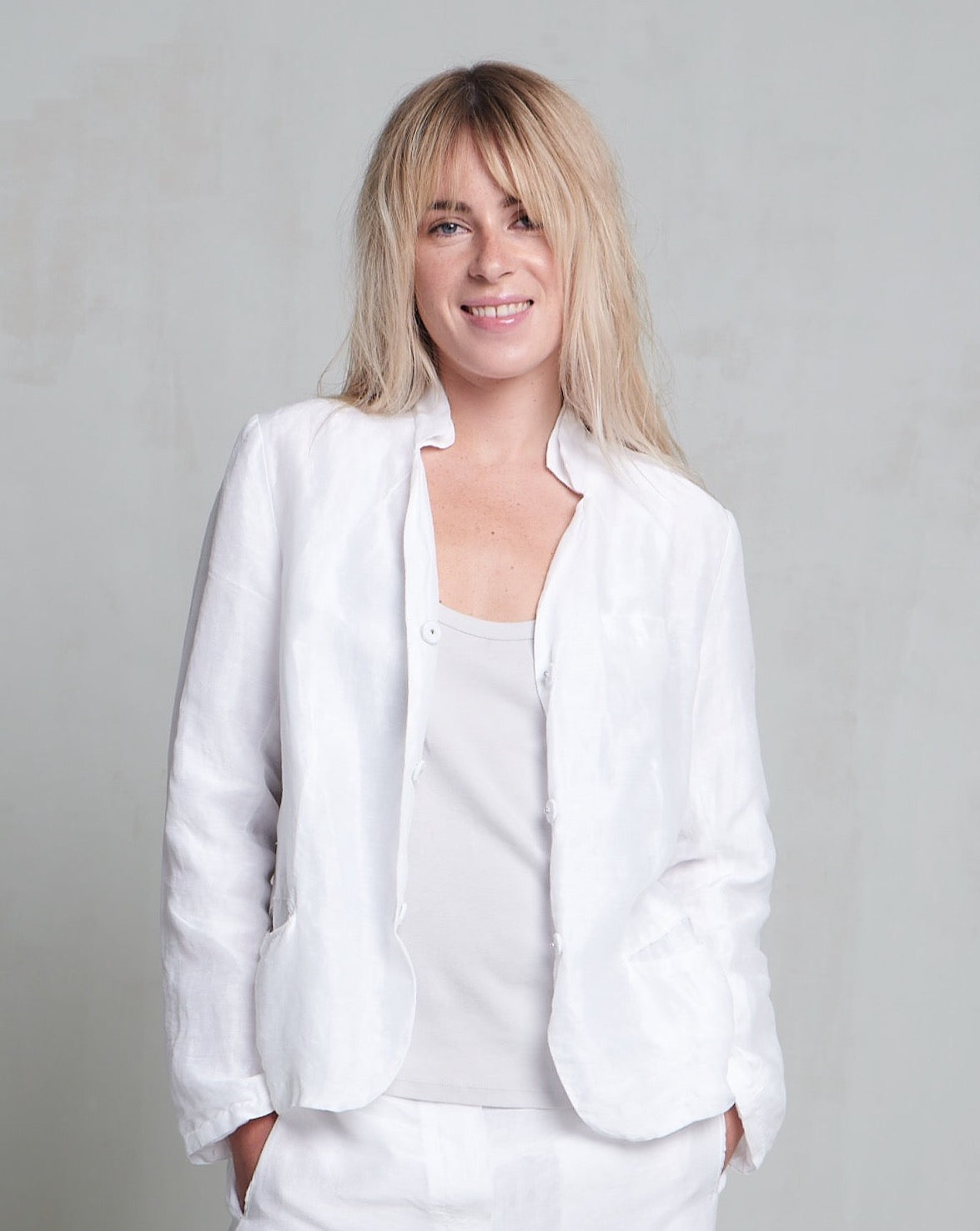 White Loose-Fit No-Button Silk Sun-Protective Little Suit Jacket