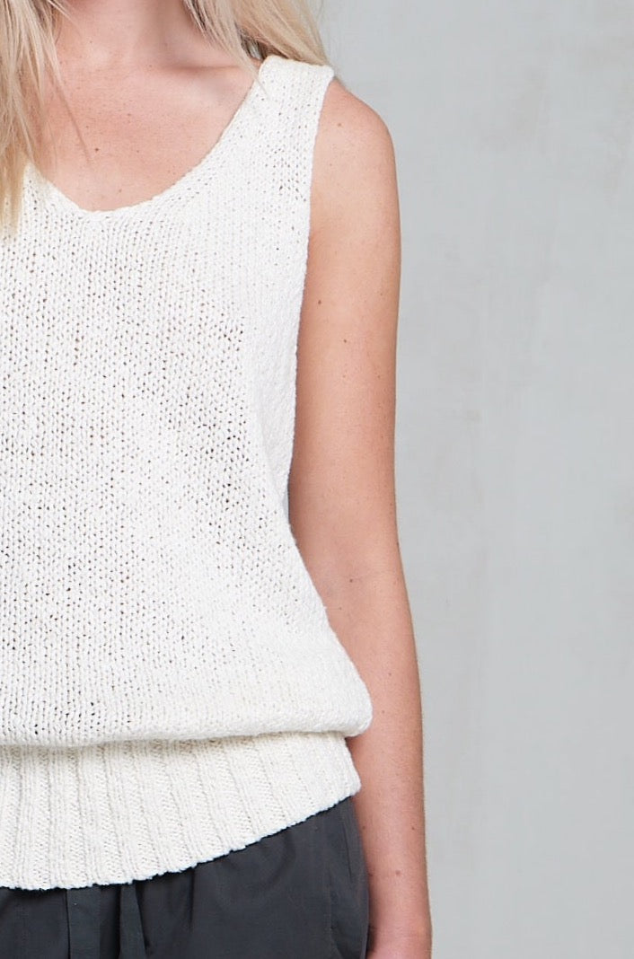 White Sleeveless Knitted Tank Top