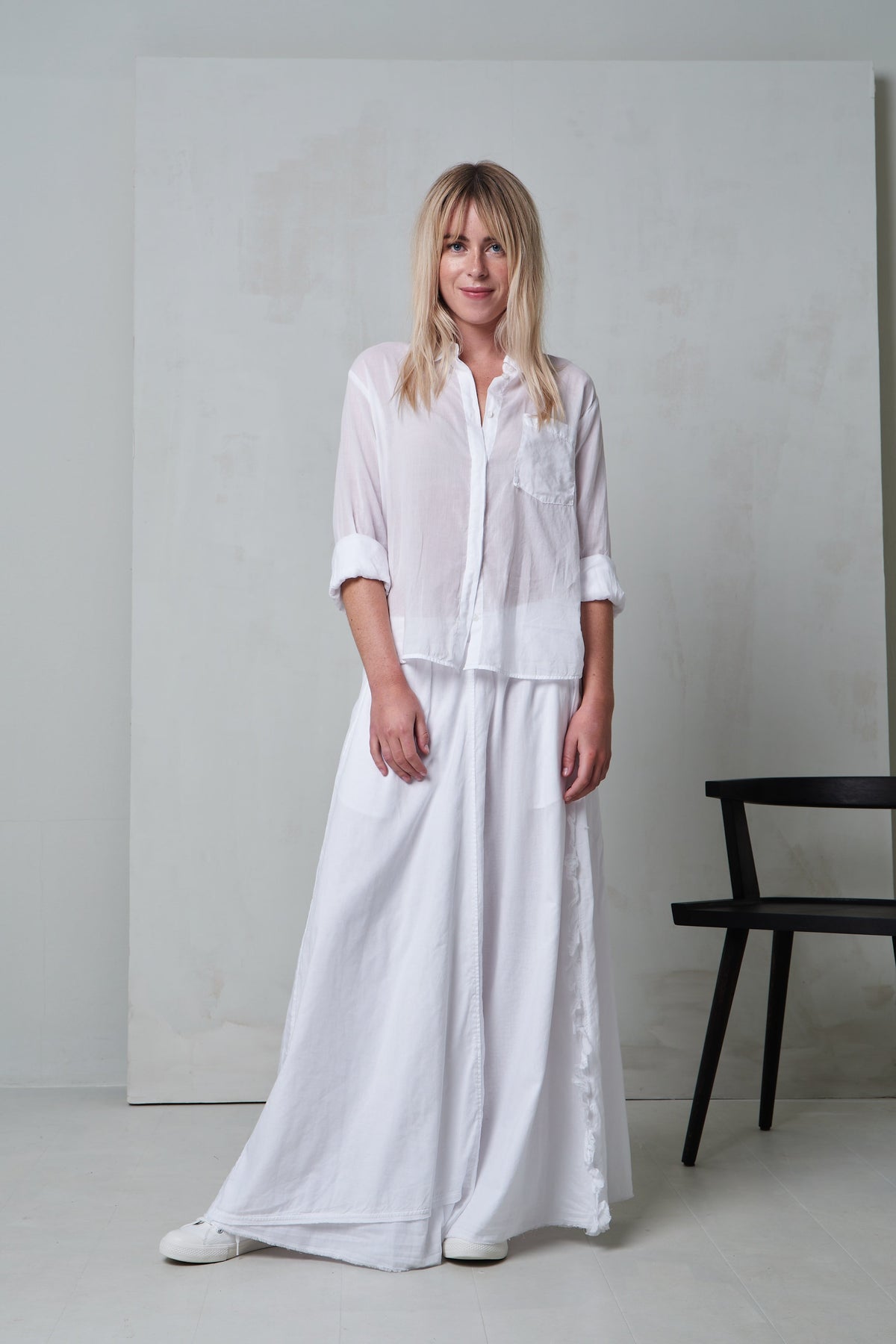 Simple Style White Long - Sleeved Shirt