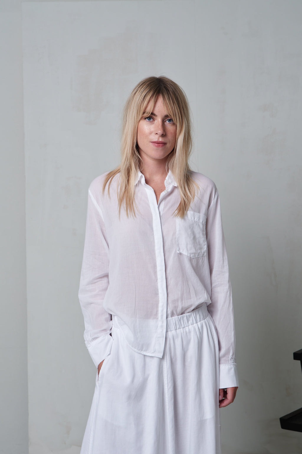 Simple Style White Long - Sleeved Shirt