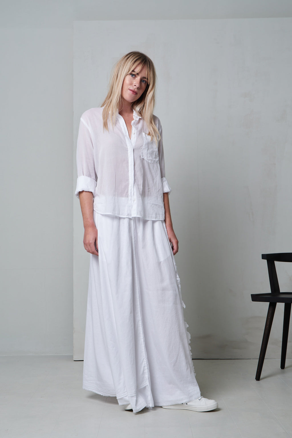 Simple Style White Long - Sleeved Shirt
