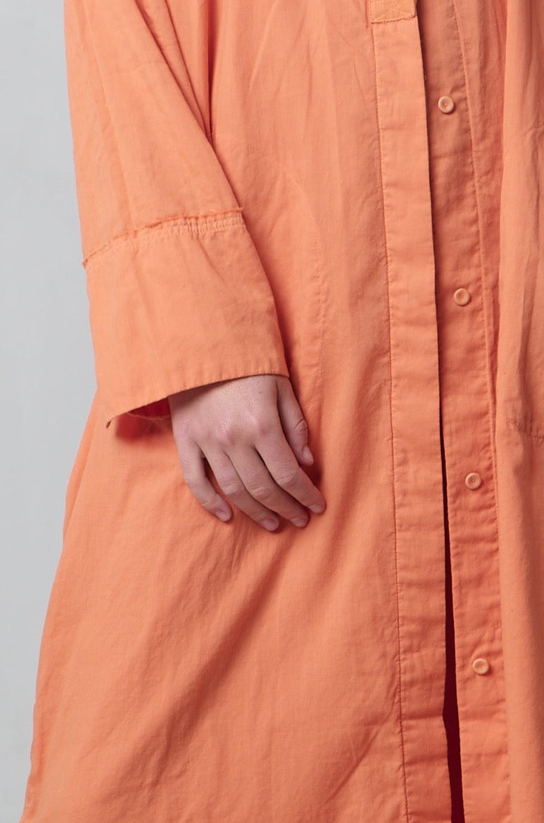 Orange Casual Loose Long-Sleeve Shirt Dress