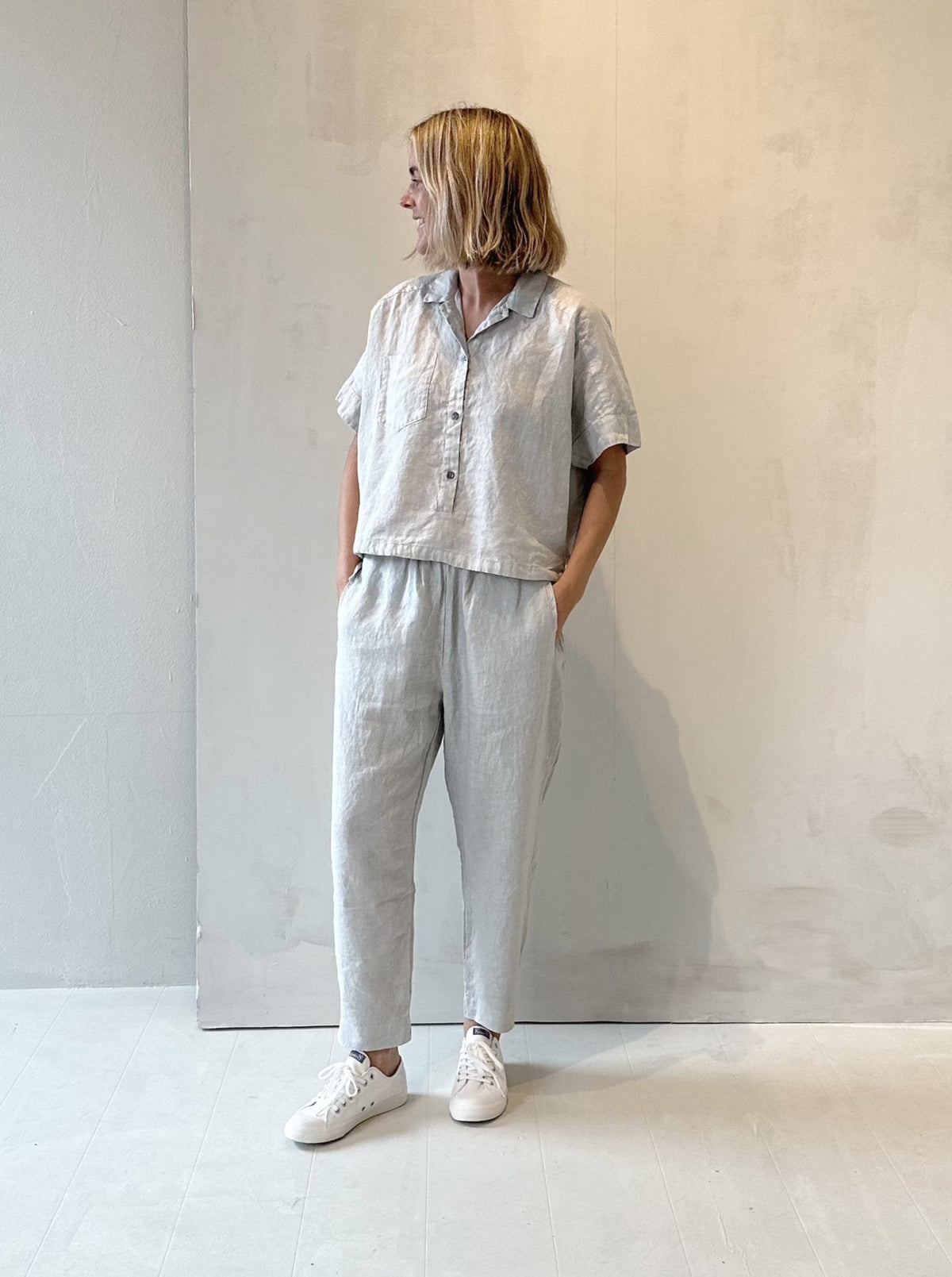 Light Gray Short Sleeve Casual Workwear Shirt