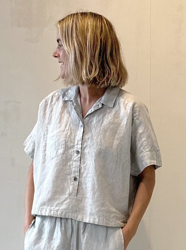 Light Gray Short Sleeve Casual Workwear Shirt