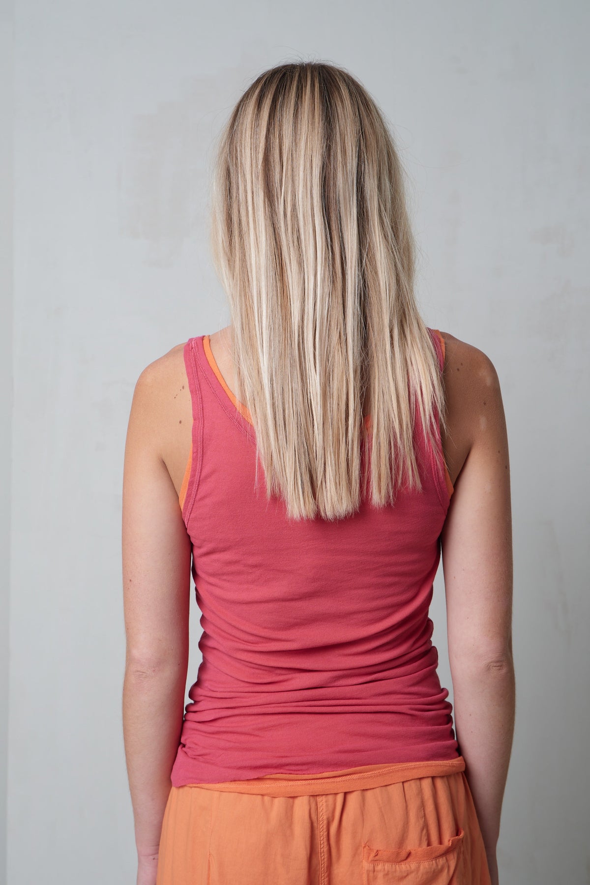 Cozy Red & Orange Colorblock Tank Top