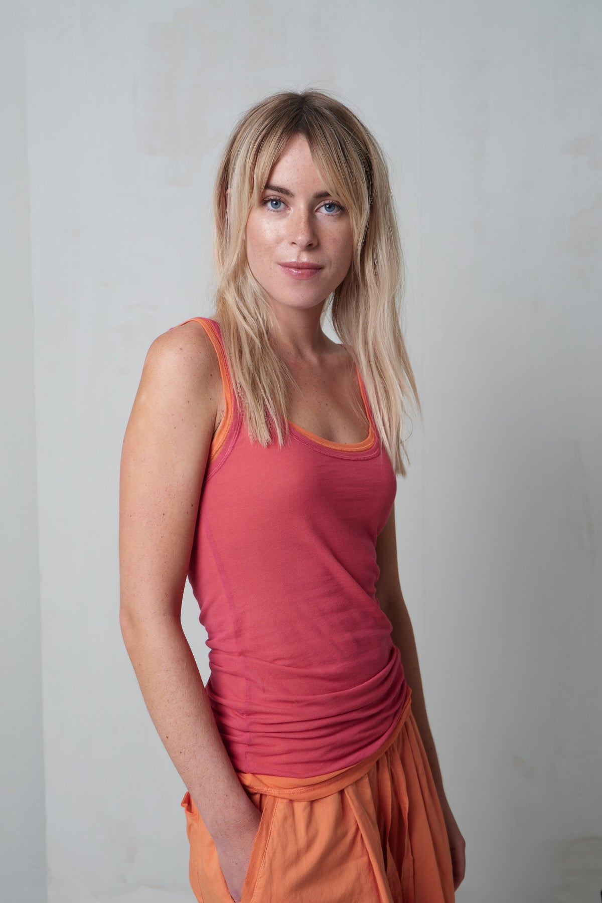Cozy Red & Orange Colorblock Tank Top