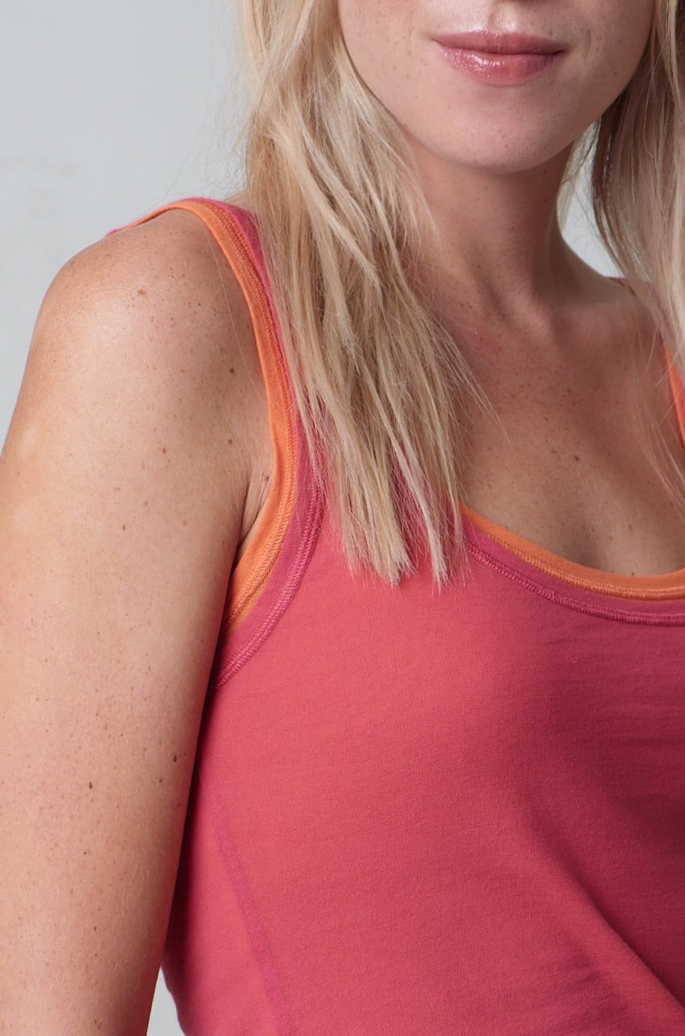 Cozy Red & Orange Colorblock Tank Top