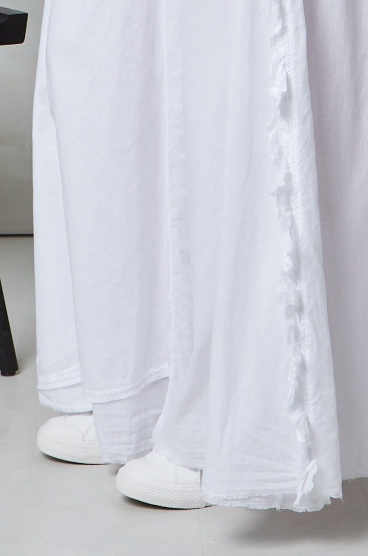 White Flowy Letter Print Maxi Skirt