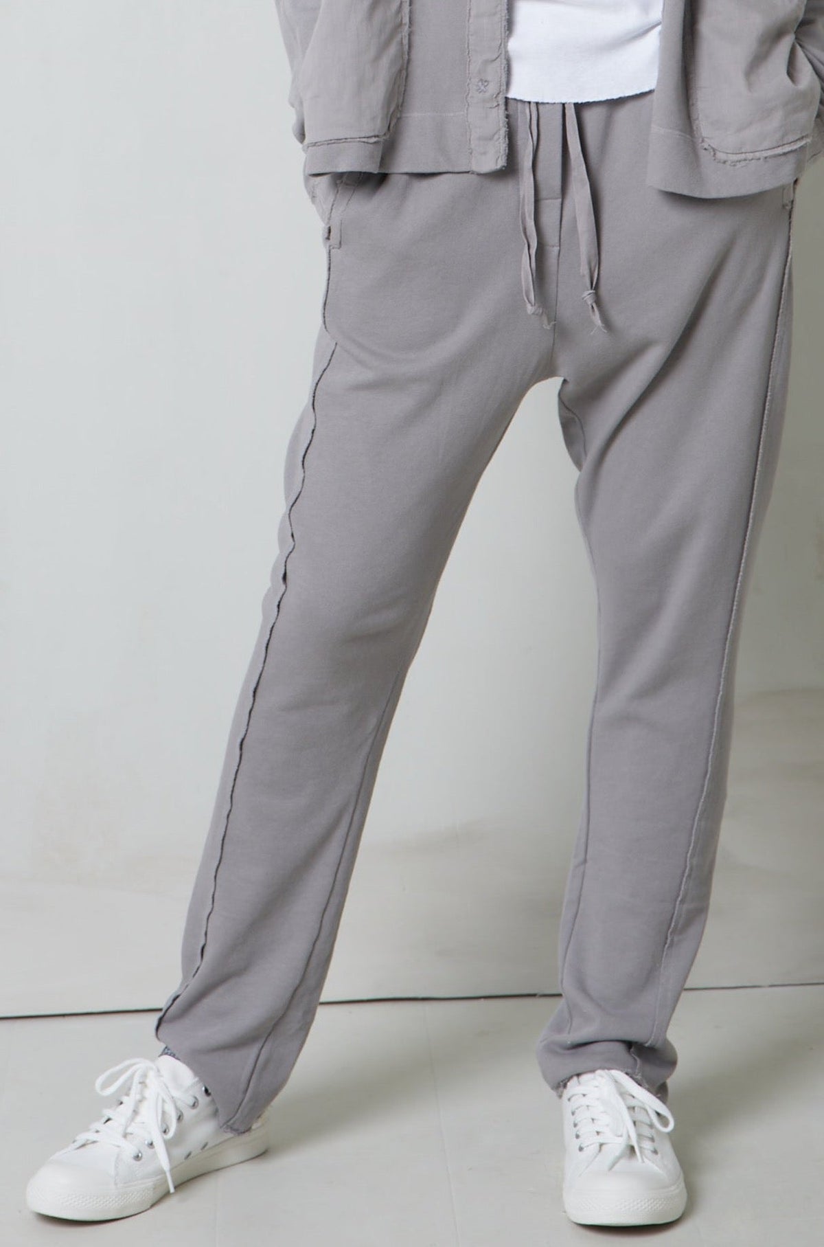 Comfortable Grey Drawstring Casual Pants