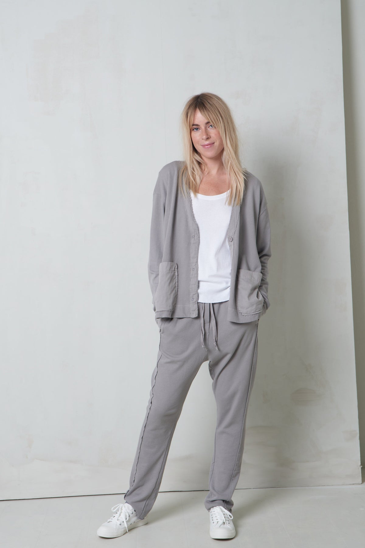 Comfortable Grey Drawstring Casual Pants