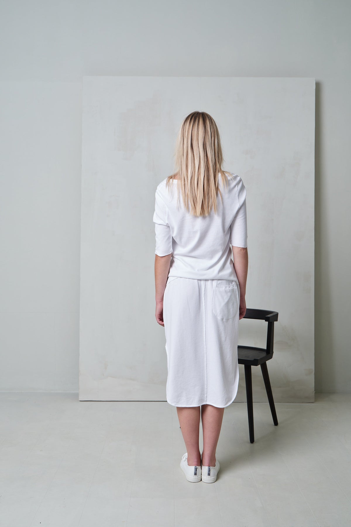 White Side Slit Drawstring Casual Skirt