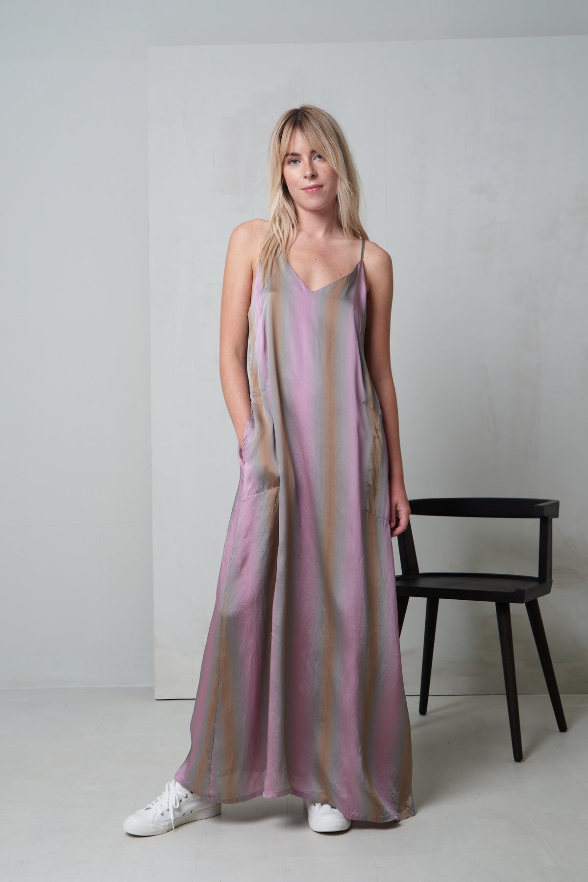 Gradient Color Sleeveless Strapless Maxi Dress