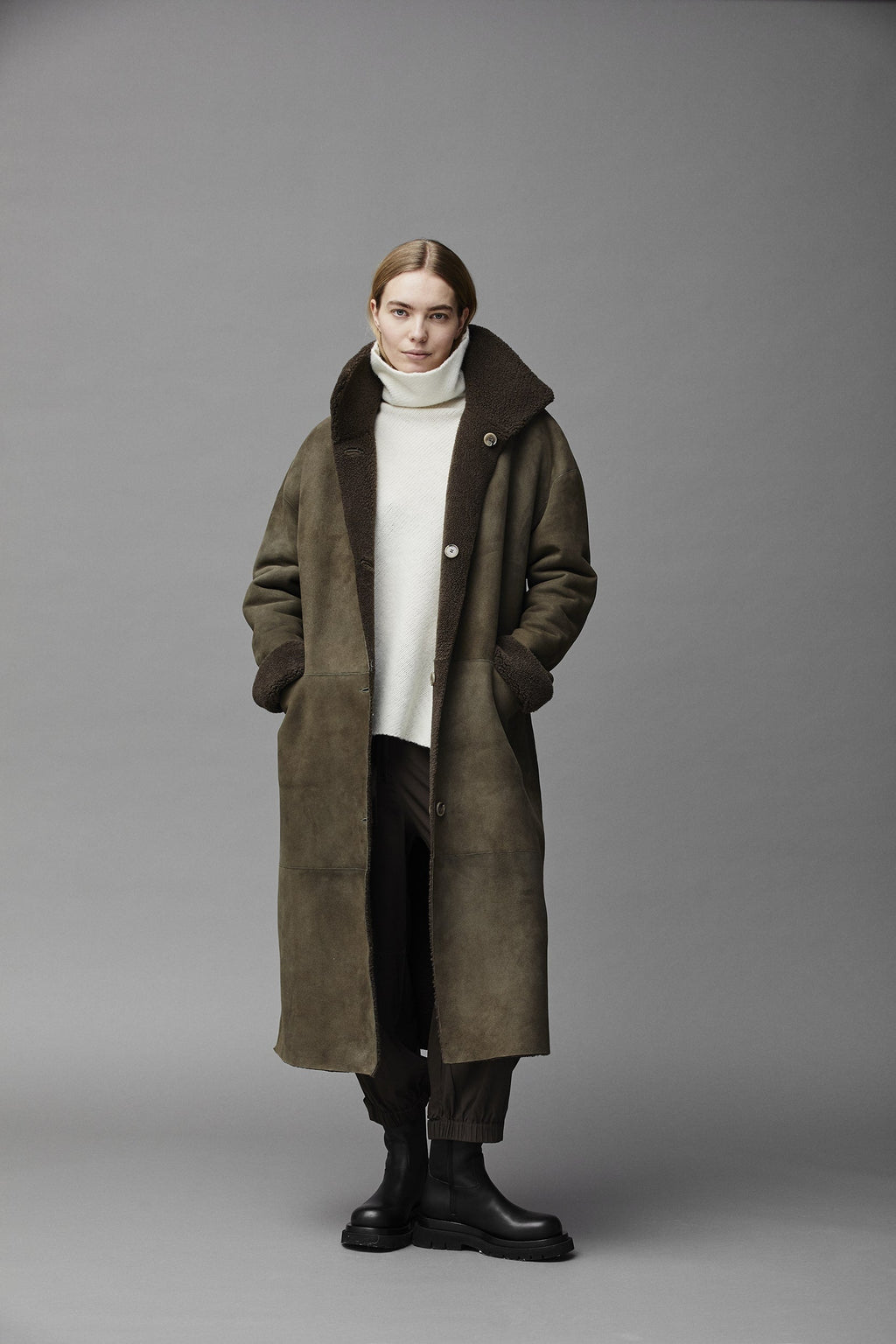 Double Sided Fleece Lined Mid Coat