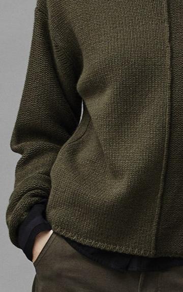 Military Green Short Knitted Cardigan