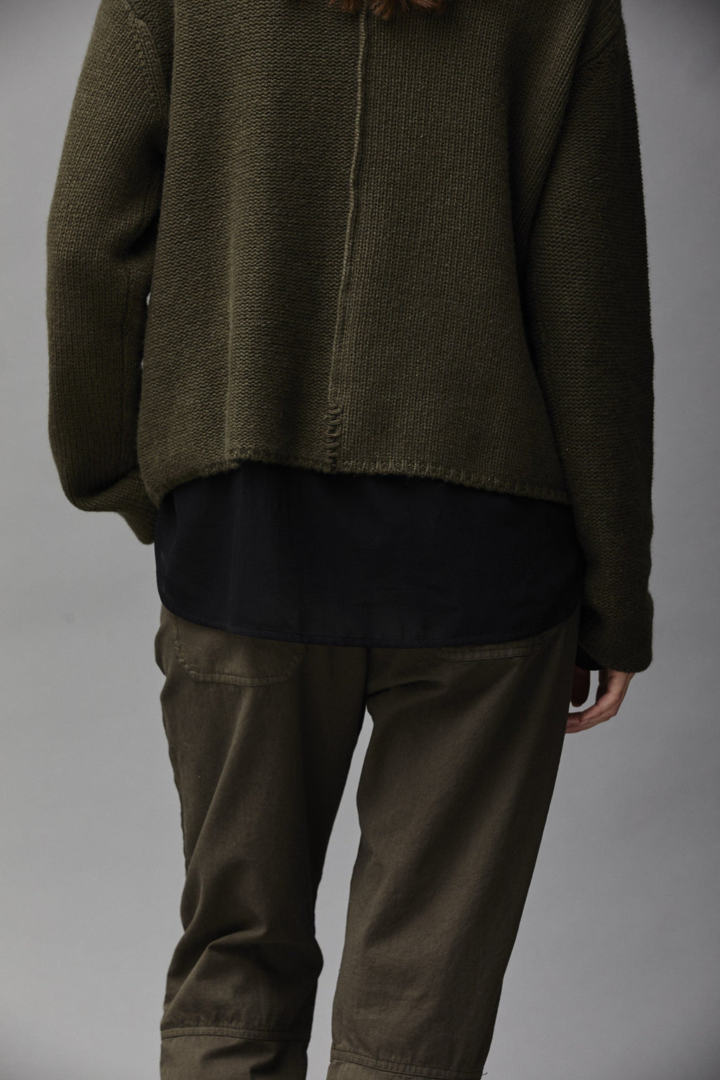 Military Green Short Knitted Cardigan