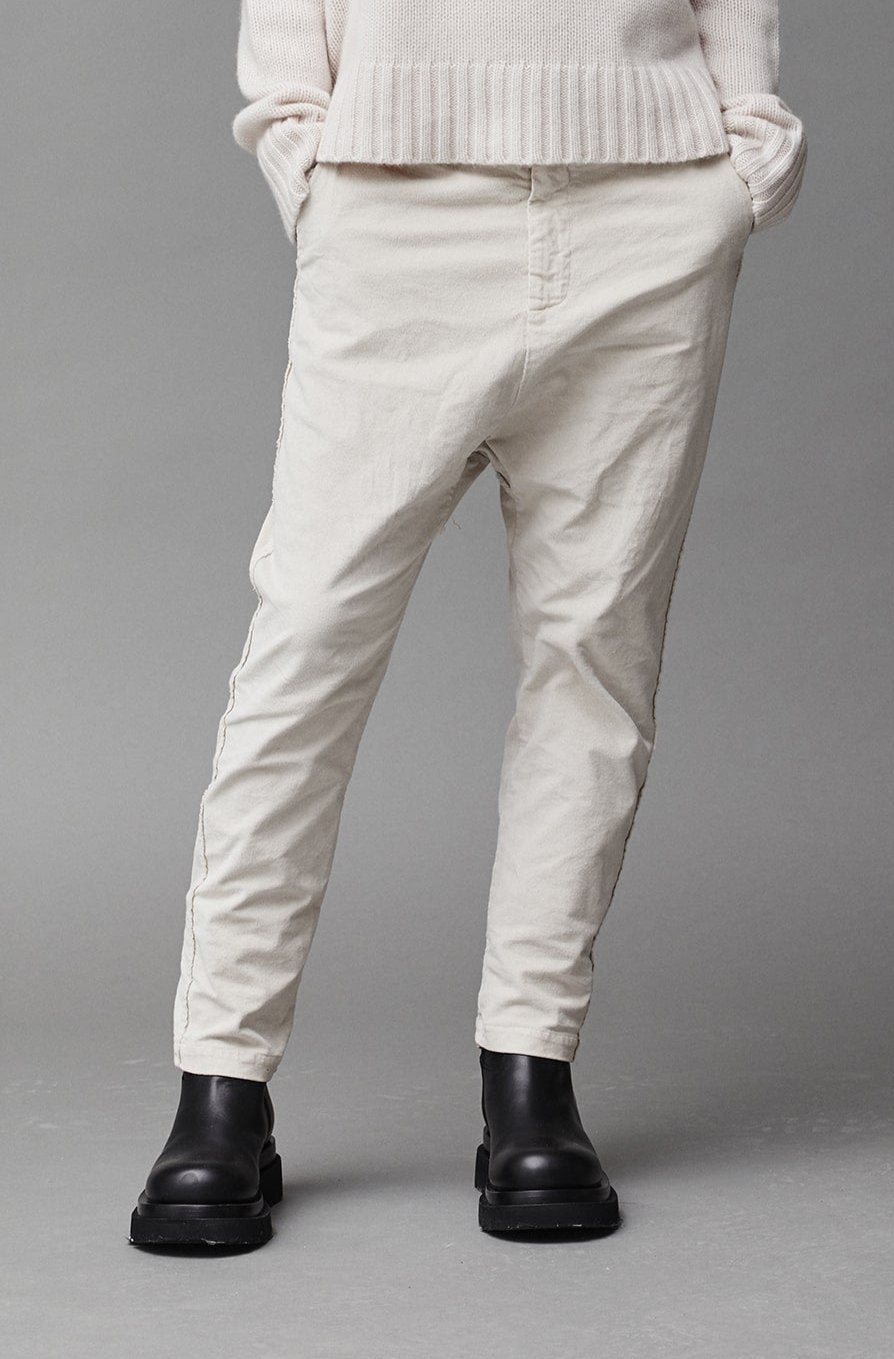 Light Beige Slim-Fit Casual Cigarette Pants