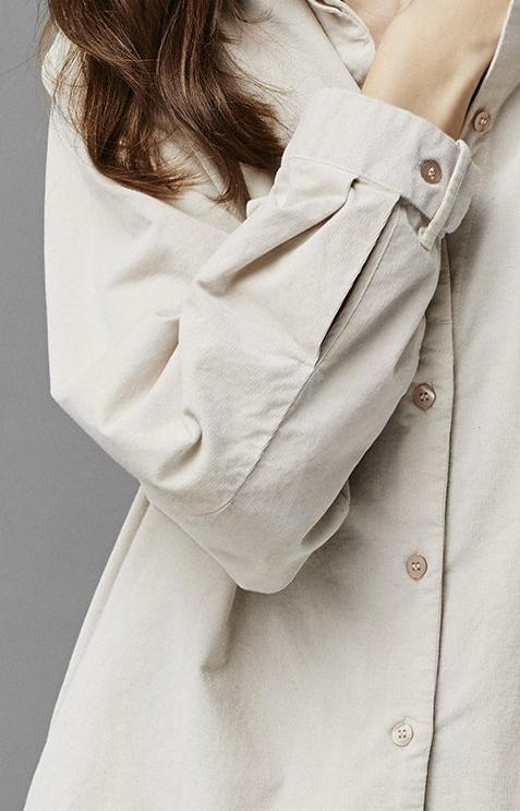 Light Beige Loose-Fit Long-Sleeve Women's Shirt