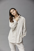 Light Beige Loose-Fit Long-Sleeve Women's Shirt