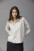 White Long - Sleeved Basic Women's Shirt