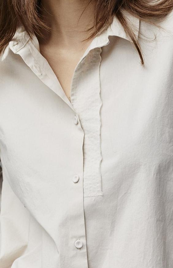 White Long - Sleeved Basic Women's Shirt