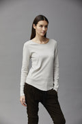 White Simple Round Neck Long Sleeves Basic Layering T-Shirt