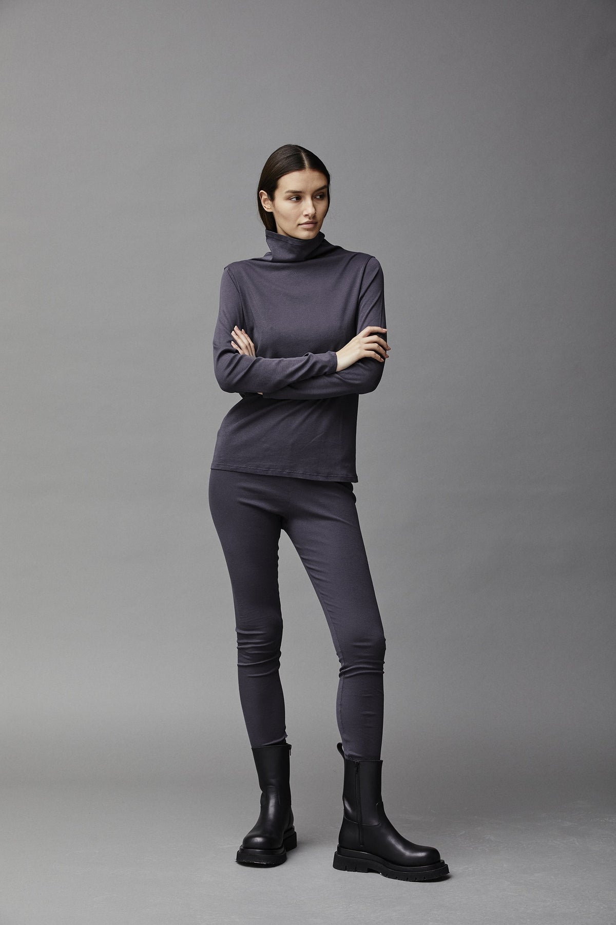 High-Collar Slim-Fit Long-Sleeve Casual Shirt