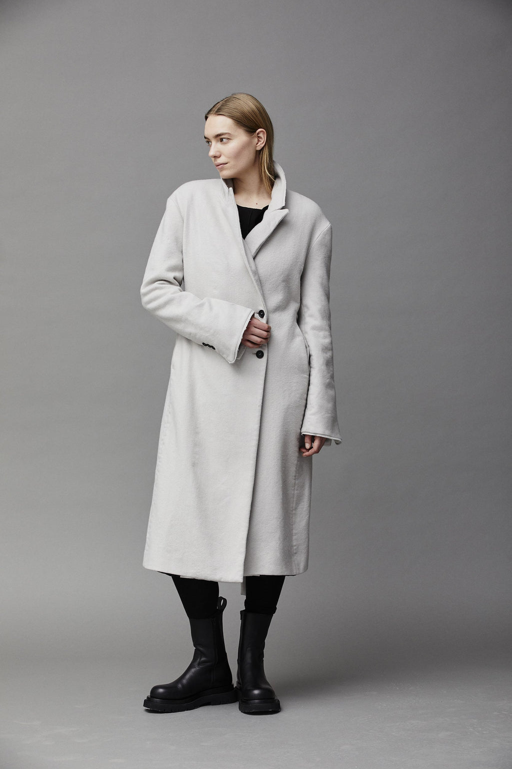 Elegant White Belted Long Coat