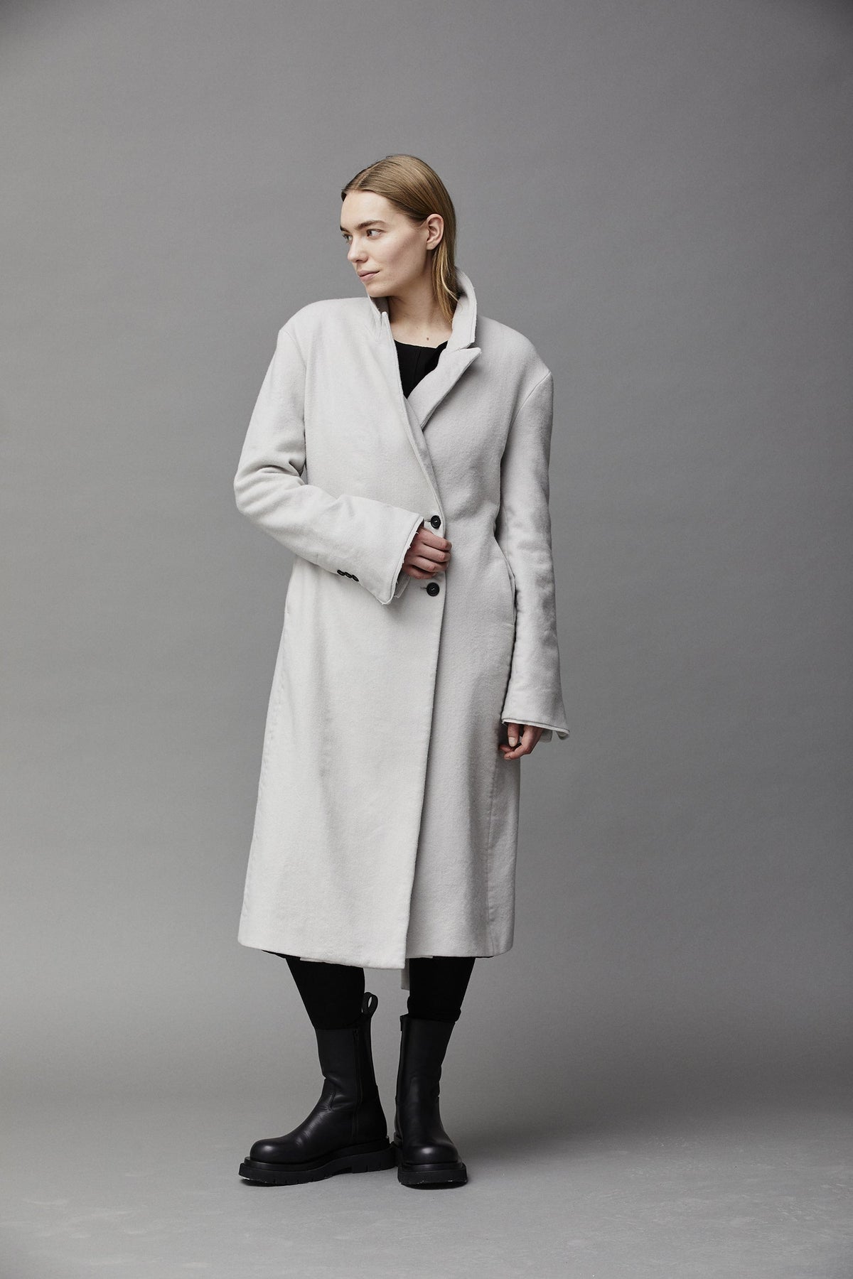 Elegant White Belted Long Coat