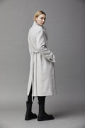Elegant White Belted Long Coat