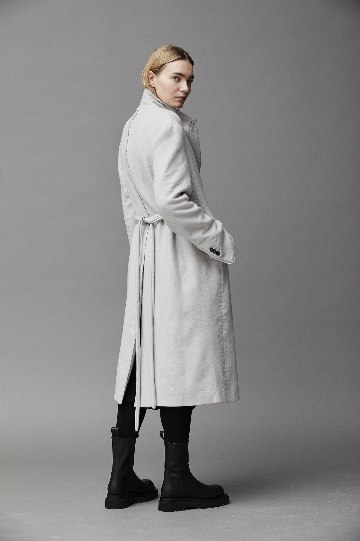 Elegant White Belted Long Coat