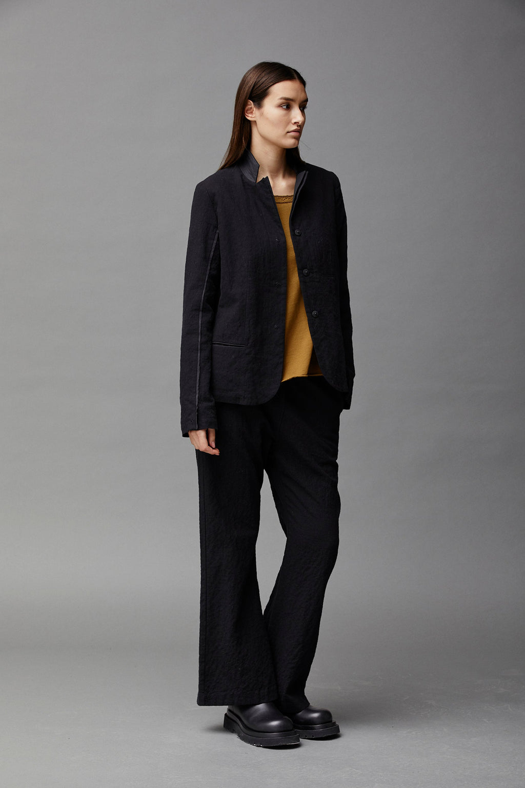 Black Simple Stylish Long Sleeved Single Blazer Jacket