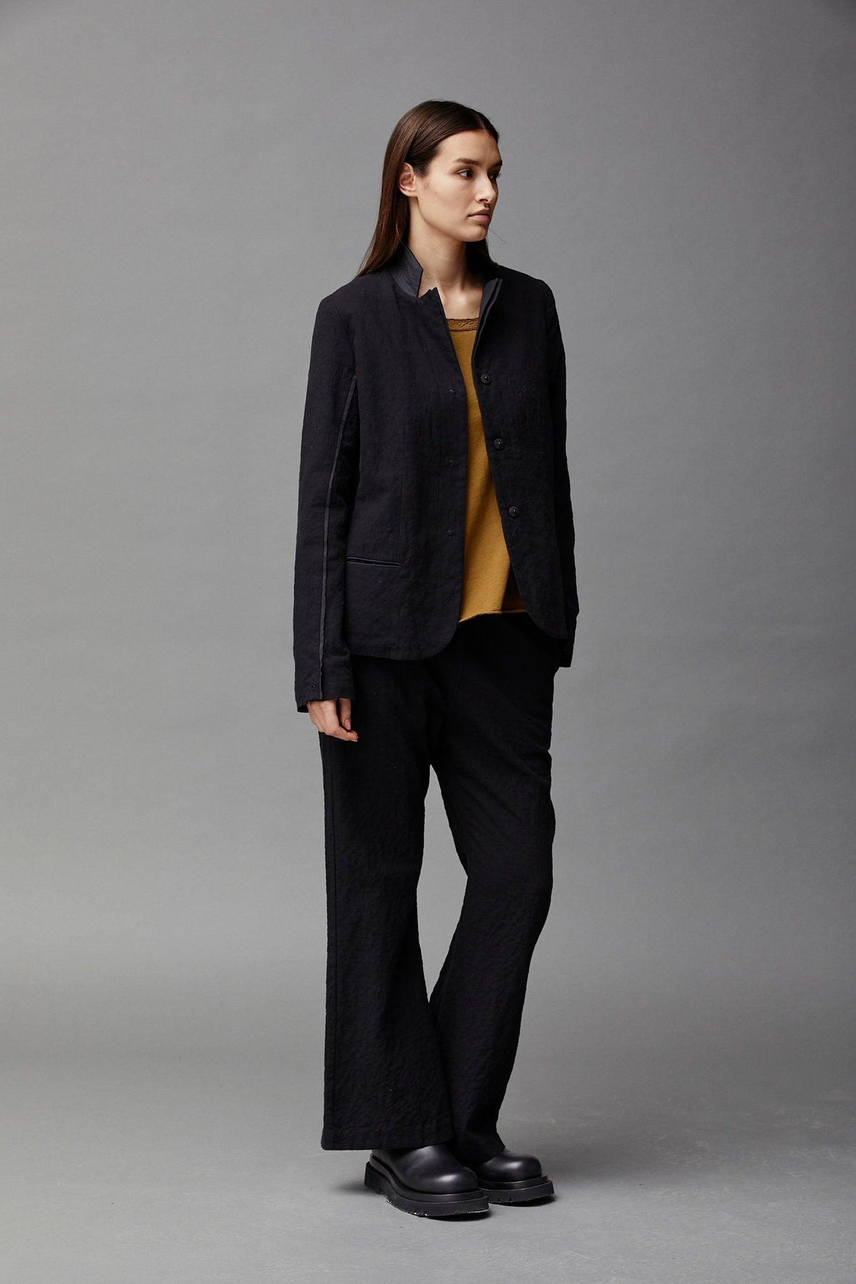 Black Simple Stylish Long Sleeved Single Blazer Jacket